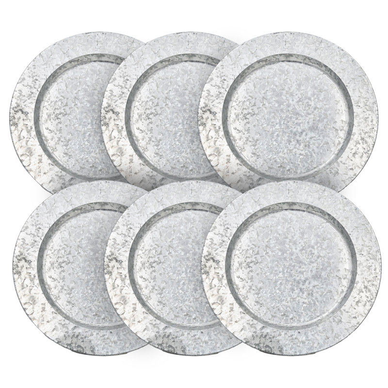 Ensemble de 6 assiettes galvanisées - gris