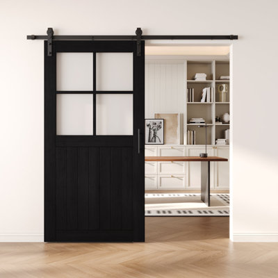 Porte de grange en verre givré non assemblé et fini 26 po x 80 po Homquer