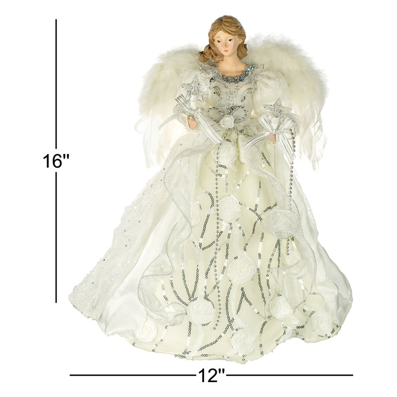 16 " Lighted Handmade Fabric Angel Tree Topper