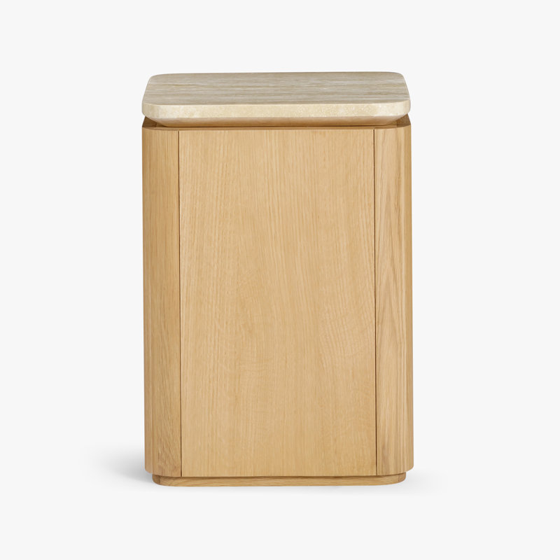 Table d'appoint Marisol Travertine, Chêne clair