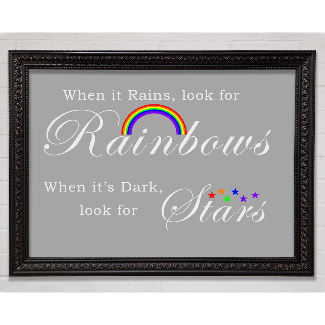 Mädchenzimmer Zitat When It Rains Look For Rainbows 2 Vivid Pink - Single Picture Frame Art Prints