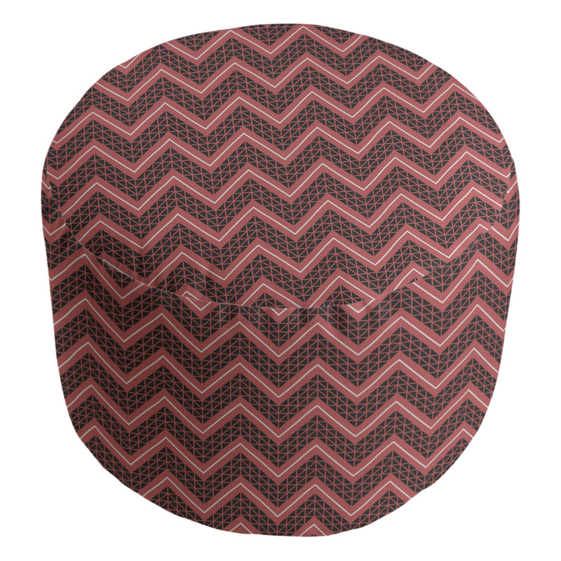 Upholstered Pouf, Black/Red