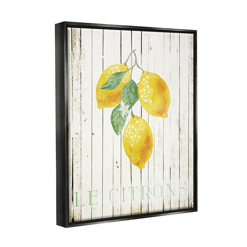 Art mural sur toile flottant Le Citrons, Cadre flottant noir de jais, H 21 po x l 17 po x P 1,7 po