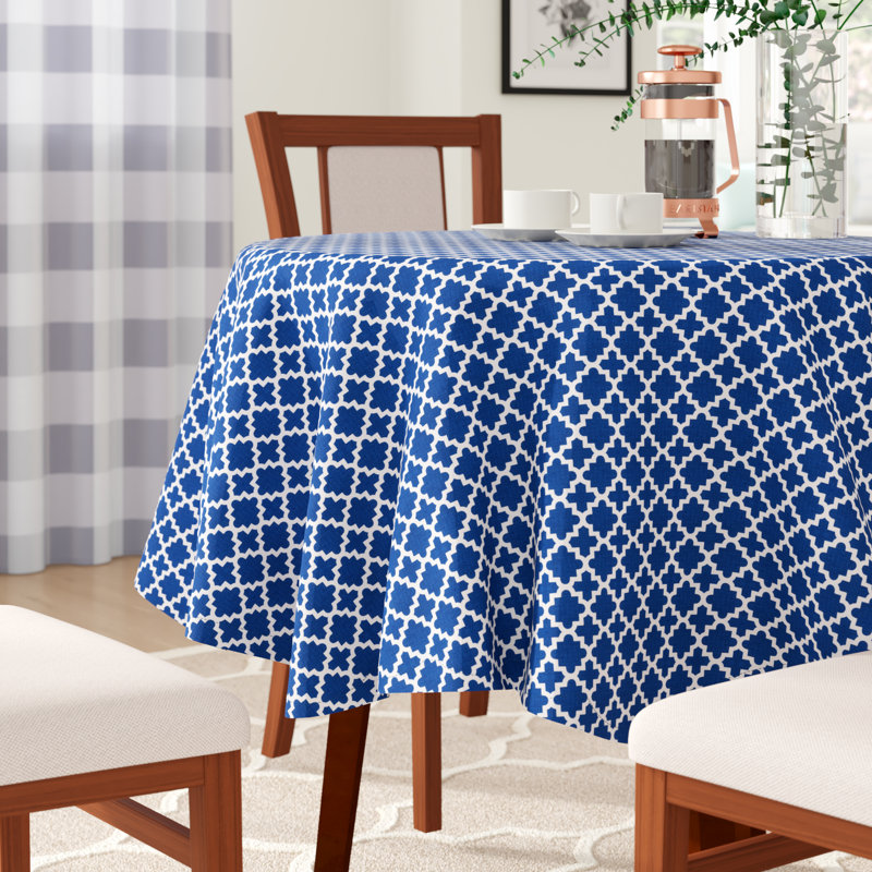 Trung Lattice Tablecloth, Nautical Blue