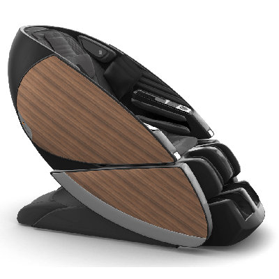 Fauteuil de massage inclinable Human Touch Super Novo X en cuir gris avec fonction zéro gravité - Portes en vinyle