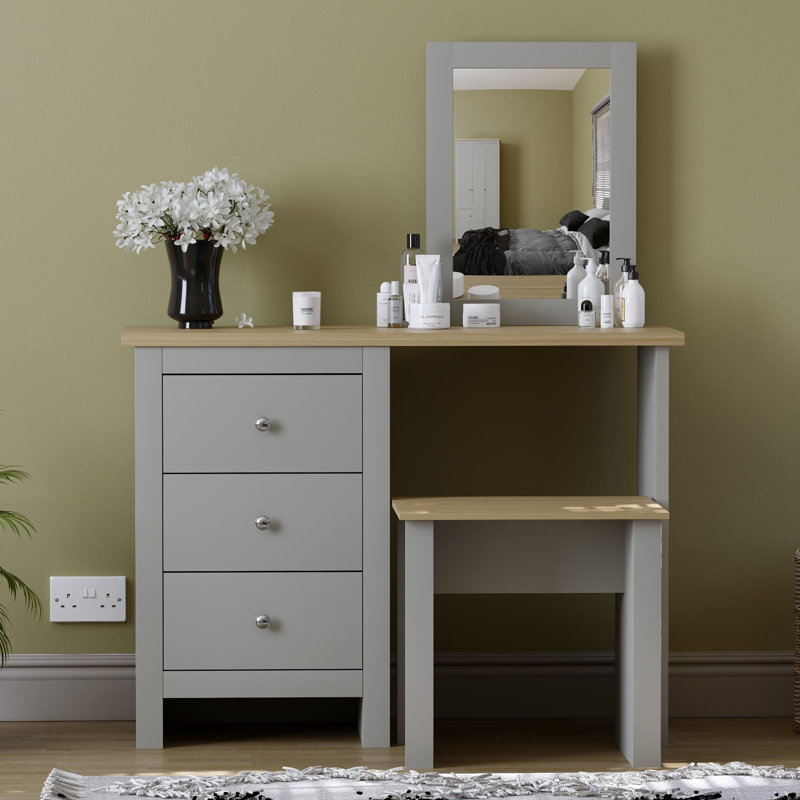Morley Dressing Table with Mirror, Grey