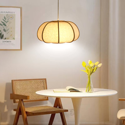 Soft Pumpkin-shaped Drum Round Fabric Pendant Light