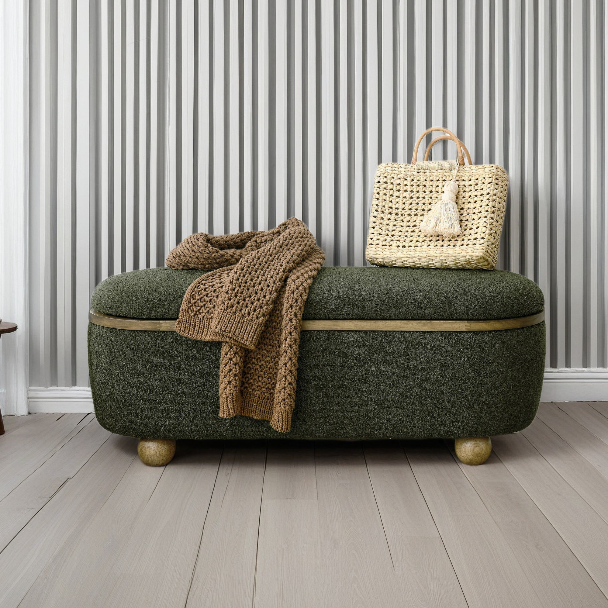 Alcott Hill Storage Ottoman Bench, Upholstered End Of Bed Ottoman Bench ...