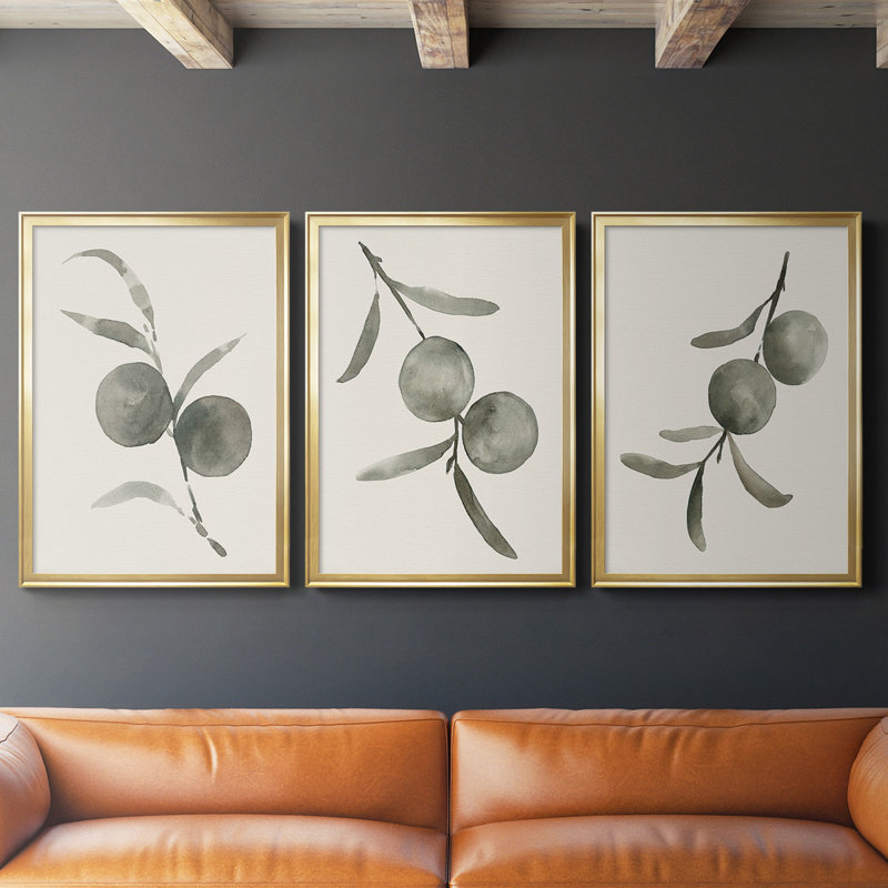 «Twilight Oranges II», toile encadrée de qualité supérieure - prête à être accrochée, Cadre doré