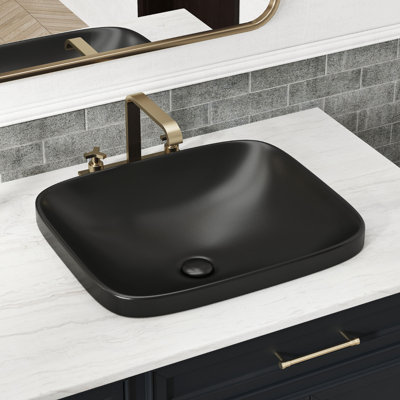 Lavabo vasque semi-encastré Los Flexi, salle de bain rectangulaire encastrée en céramique avec bonde escamotable