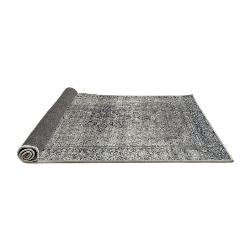 Tapis décoratif gris en laine de style oriental Sicard, Rond 7 pi