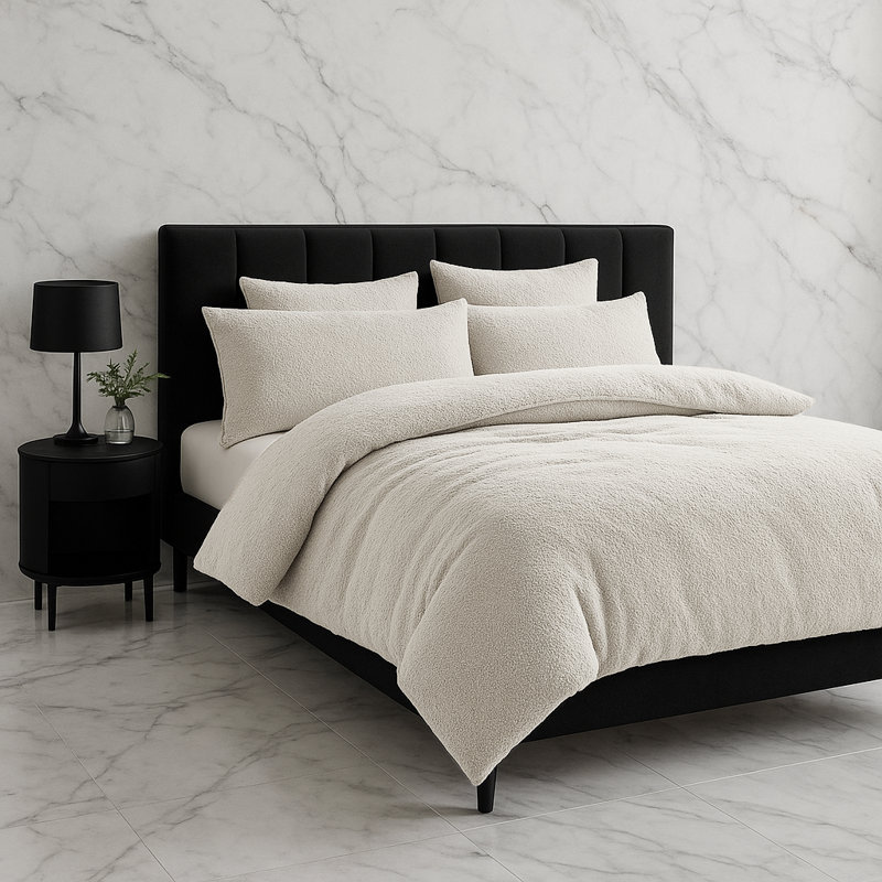 No Pattern Duvet Cover Set with Pillowcases Included, Double Duvet Cover + 2 Standard Pillowcases, Cream