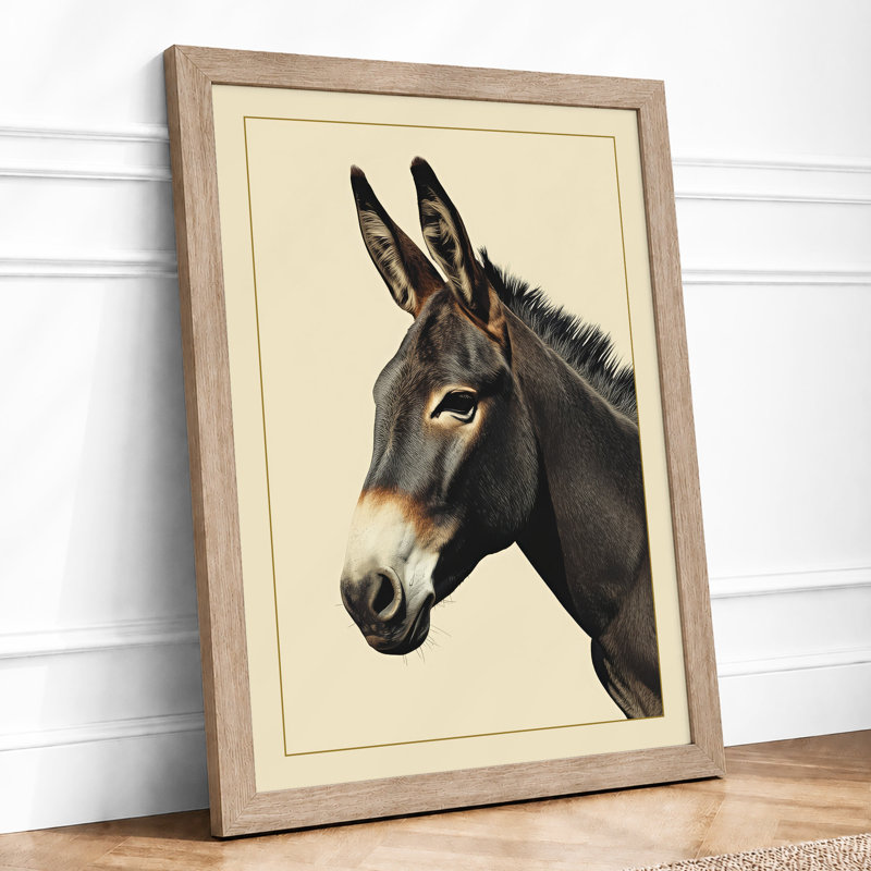 Donkey Study Boho - Framed Print, A4 - 29.7 x 21.0 cm, Oak