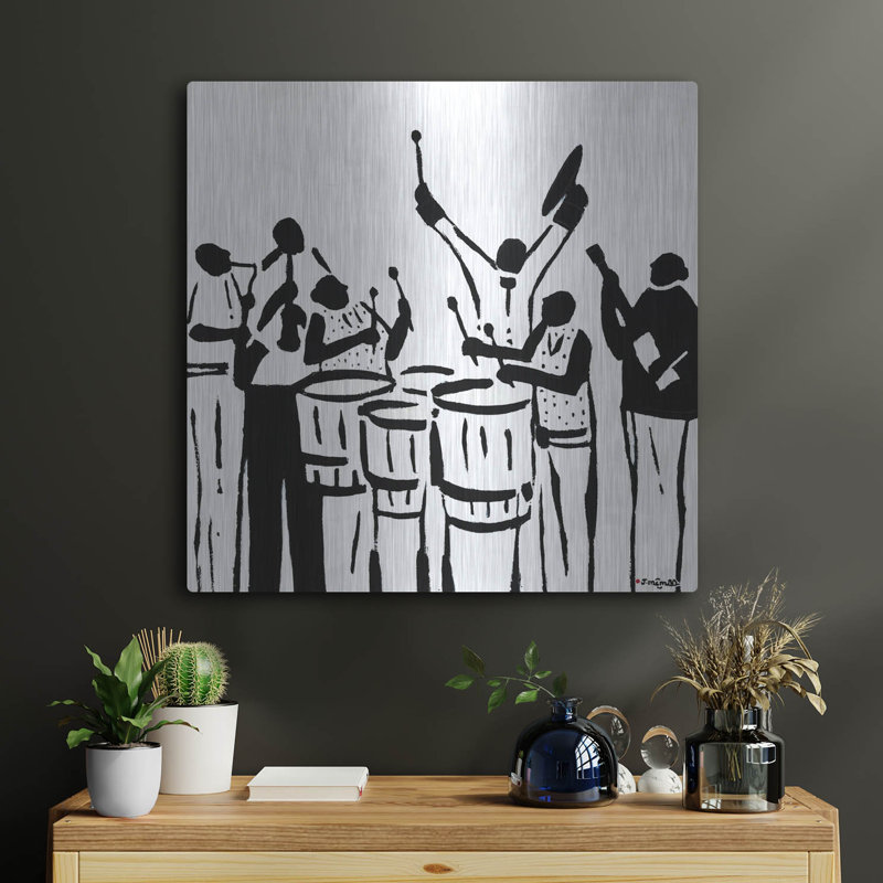  «Grayscale Band 2» par Joachim McMillan, art mural en métal, 24 po x 24 po, H 24 po x l 24 po