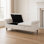 Wide modern upholstered storage bench with double lids, soft napped fabric foot stool with rolled armrests, sturdy bench daybed with solid rubberwood legs, multipurpose seating with hidden storage
