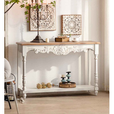 47.24" White Rectangular Solid + Manufactured Wood Console Table