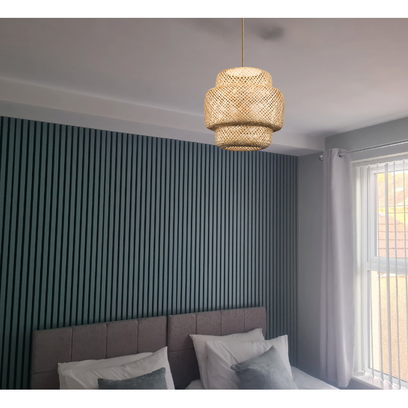 47cm H Raffia Drum Pendant Shade ( Spider ) in Beige