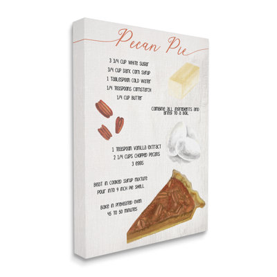 «Autumn Pecan Pie Farmhouse Dessert Recipe» par Daphne Polselli - Art textuel sur toile