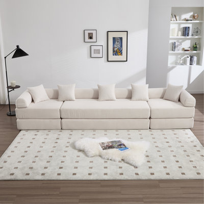 Convertible Folding Sofa Bed, With Fixed Frame And Pillow Back Handrail, Cloud Corduroy Folding Mattress Sofa, Folding Memory Foam Bed In Living Room/Dormitory/Guest Room/Home Office/Apt