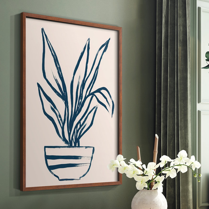 Marine Plant Sketches III, reproduction encadrée - bois massif, Brun, H 28 po x l 22 po