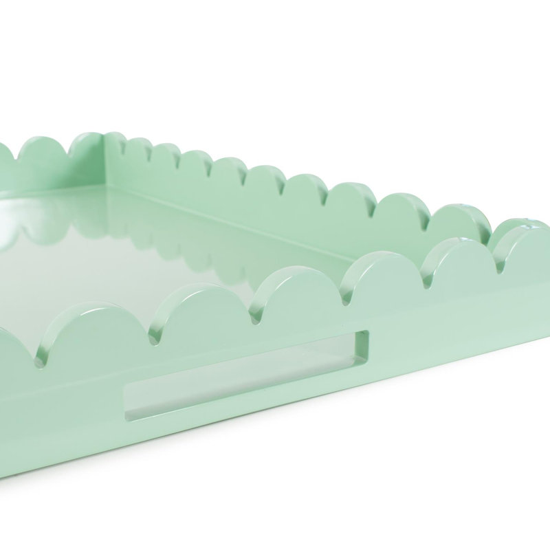 Plateau rectangulaire en bois festonné Hindley, Vert clair