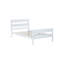 Lit simple en blanc, fabriqué en bois d'hévéa, tête de lit et rangement - pour les petits espaces, structure solide blanche faite de matériau adaptable aux zones, ambiance de chambre à coucher confortable, assemblage facile-38861704