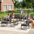 Ensemble de conversation de terrasse en osier pour 8 personnes avec coussins, causeuse, chaises berçantes et table basse