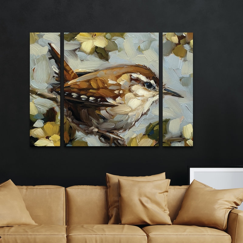 Ensemble de 3 panneaux d'art mural - "Carolina Wren" par Andrea Lavery 