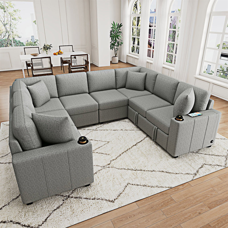 Canapé-lit modulaire convertible, Gris chenille