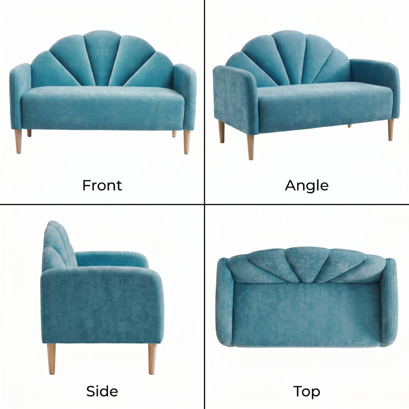 Billijo Solid and Manufactured Wood Standard Loveseat, 33.07" H x 49.6" W x 29.92" D, Light Blue