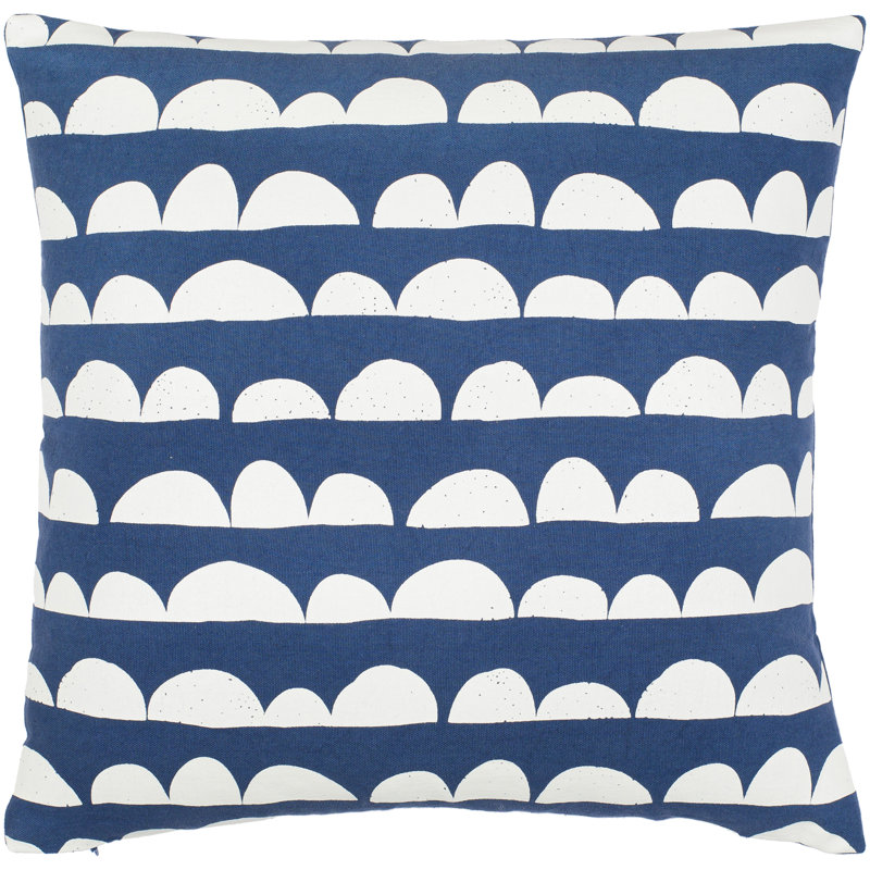Housse de coussin et insert en C Lachen, Bleu foncé / crème, 18 po x 18 po