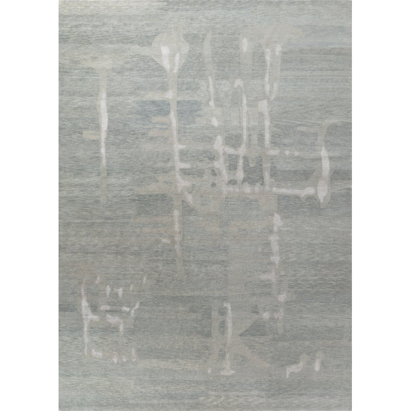 Tide Abstract Area Rug in Gray/Silver, Rectangle 12' x 15'