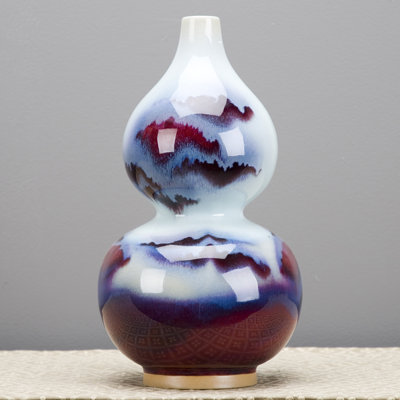 Porcelain Gourd Vase with Running Glaze