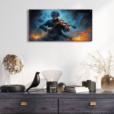 Art mural en verre Lark Manor ™ «Nicolo Paganini, le violoniste du diable» par Momart