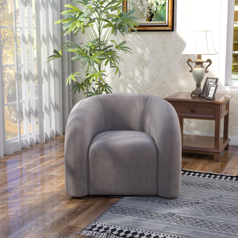 Fauteuil demi-tonneau pivotant Bricyn, Gris