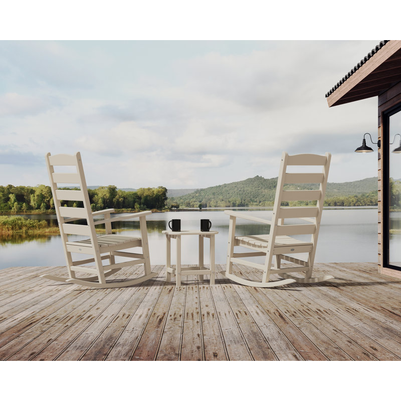 POLYWOOD Rocker 3-Piece Porch Rocking Chair Set, Sand