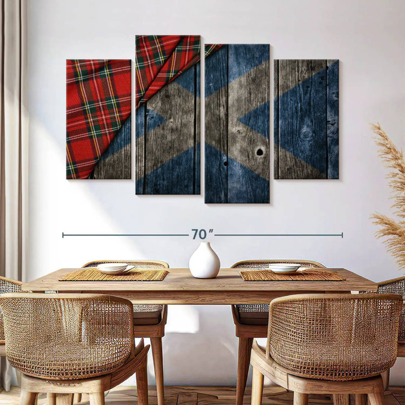 Kilt de Borges et drapeau écossais, H 42 po x l 68 po