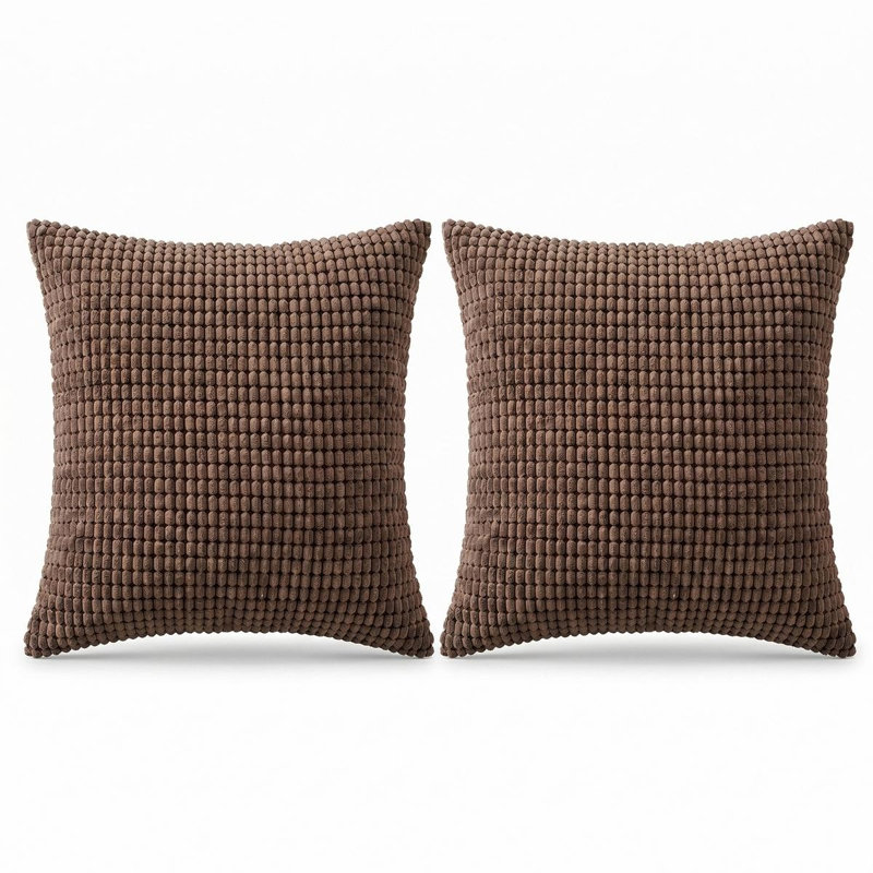 Housse de coussin en velours côtelé Minimalist Modern, Brun