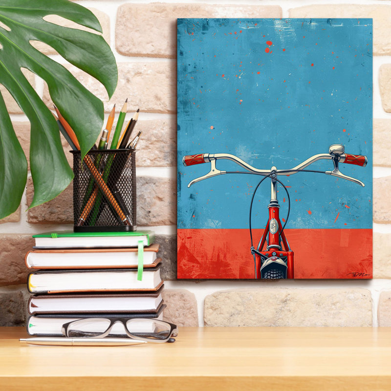 «Epic Graffiti», art mural bleu sur toile rouge par Momart, 26 po x 30 po, H 16 po x l 12 po x P 0,75 po
