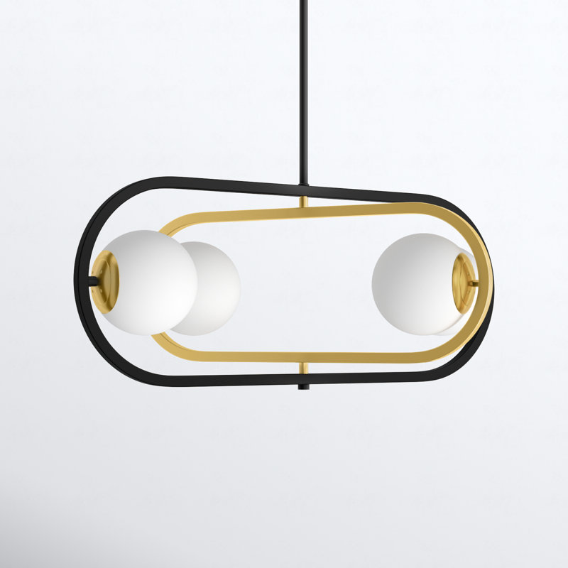 Arielmarie 4 - Light Black/Brass Gold Kitchen Island Pendant