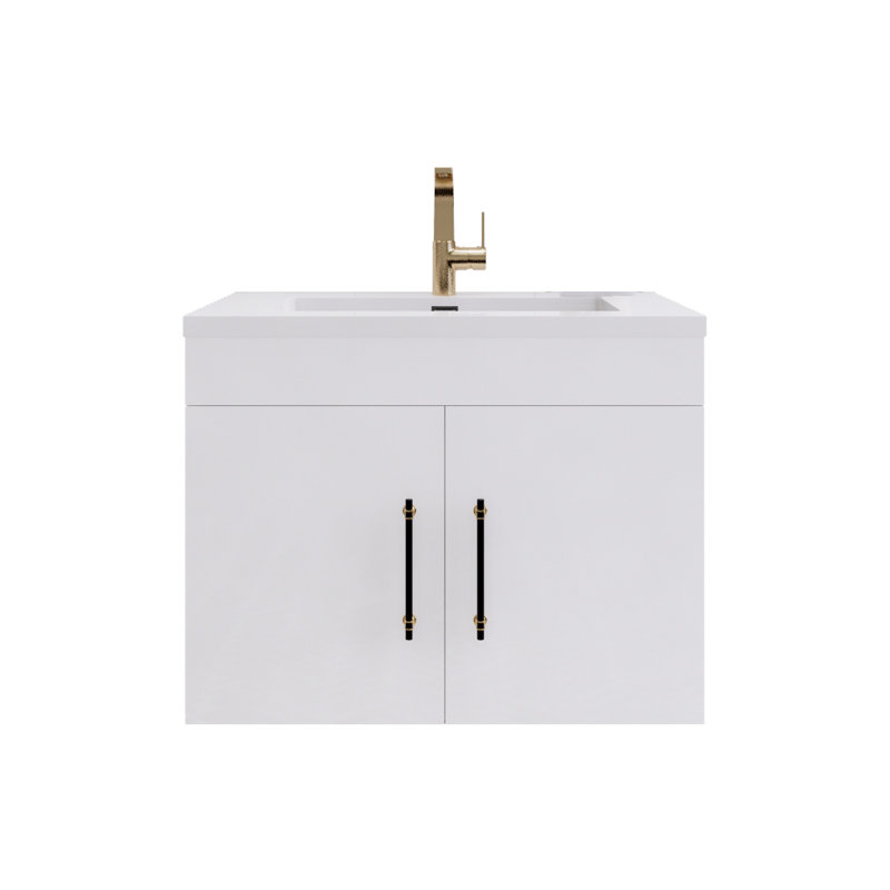 Topi 29.53'' Single Bathroom Vanity with Acrylic Top, Gloss White