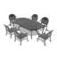 Ensemble de 7 pièces de mobilier de patio en aluminium coulé avec coussins bleus
