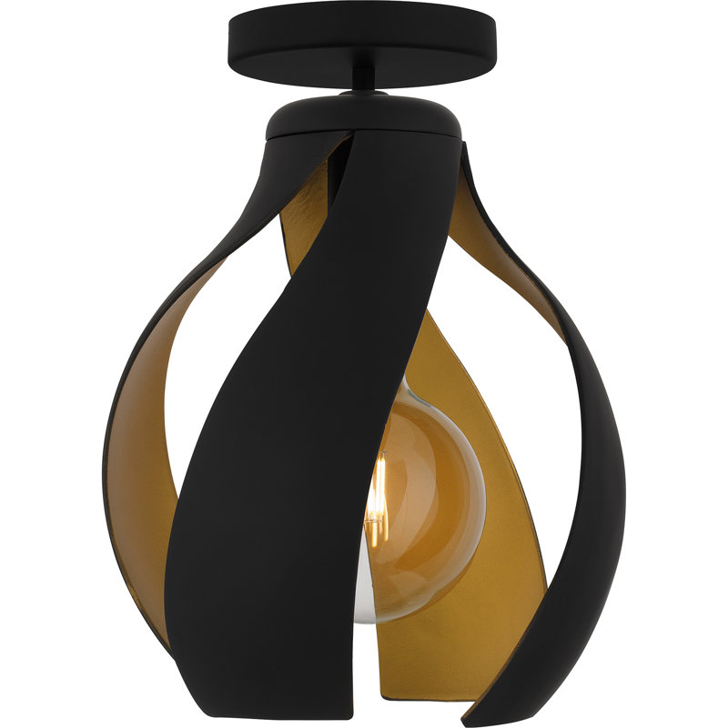 Plafonnier semi-encastré 1 lumière Krenn, Noir mat