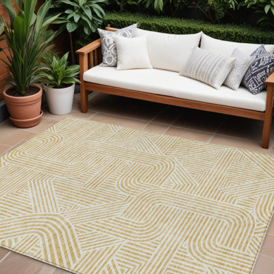 Tapis intérieur lavable abstrait doré 10 pi x 14 pi
