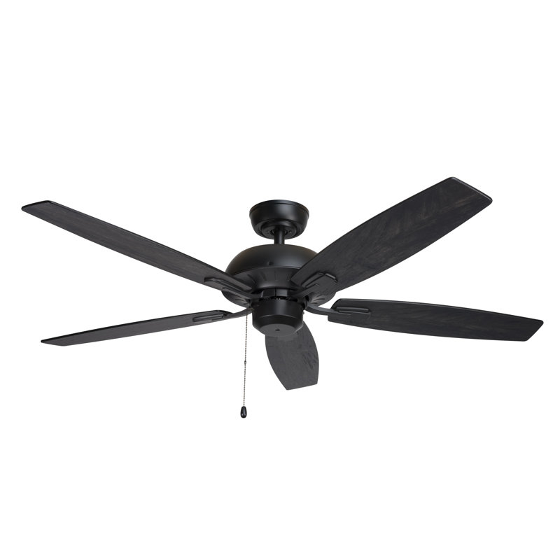 Vasil 52 inch Clasic Matte Black Ceiling Fan with Pull Chain, Light Kit and Rremote control readu