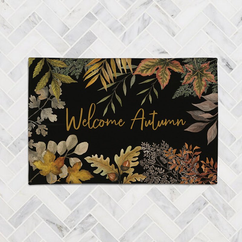 Tapis en chenille à motif floral tissé à la machine en noir / jaune, Rectangle 4 pi x 6 pi