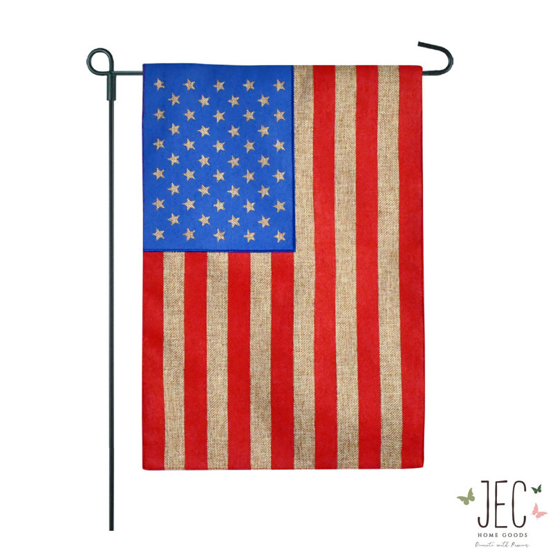 Drapeau de jardin à 2 côtés 18 po x 13 po American Flag, Jute, Rouge rétro / bleu