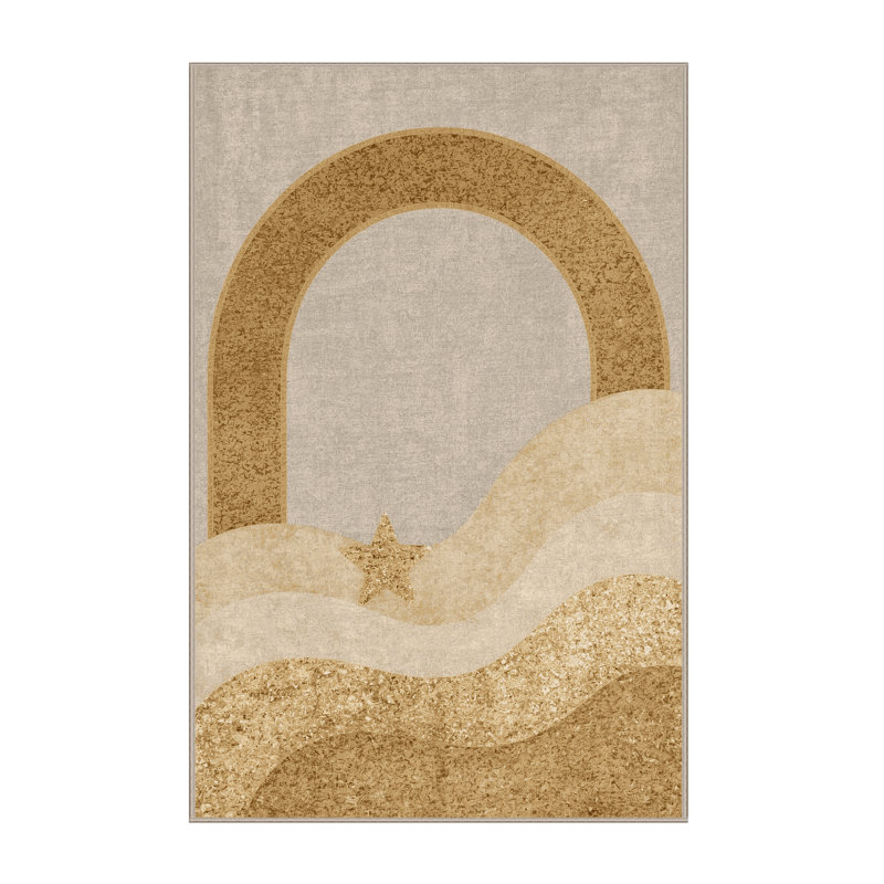 Soft Plush Faust St Patties Modern & Contemporary Abstract Area Rug in Beige – Beige Binding, 4x6