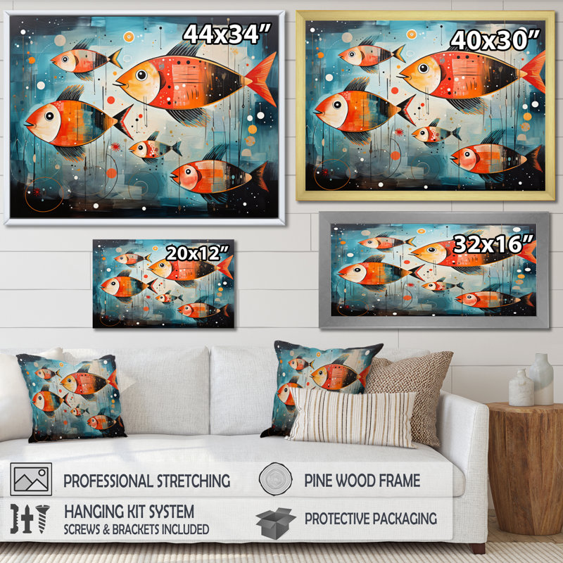 " Minimalism Fish Collages II ", Toile tendue, H 24 po x l 32 po x P 1 po