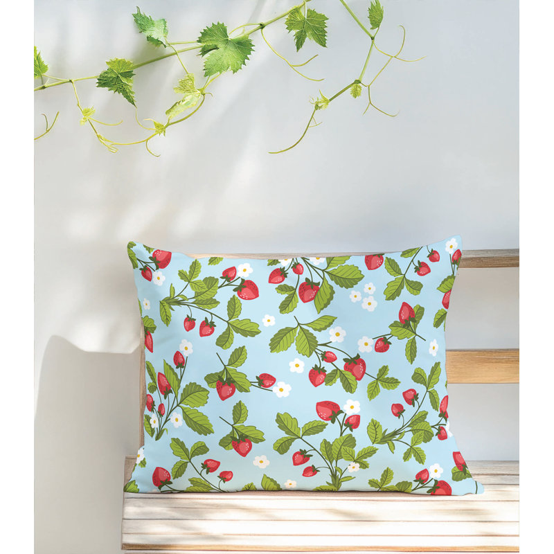 Coussin lombaire d'extérieur Strawberries Coastal, Bleu